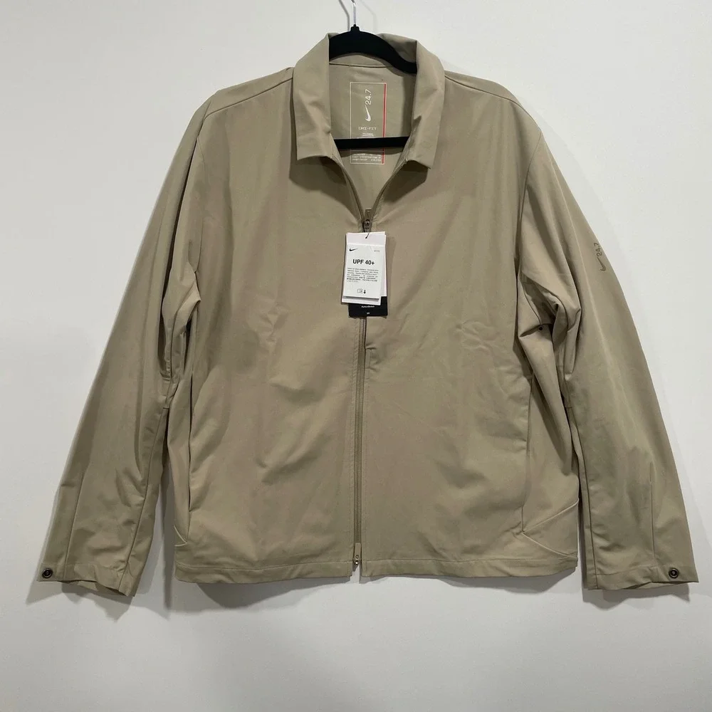 Nike 24.7 Dri-FIT Training Jacket Mens Medium Tall Khaki IF2867-253 UPF 40+